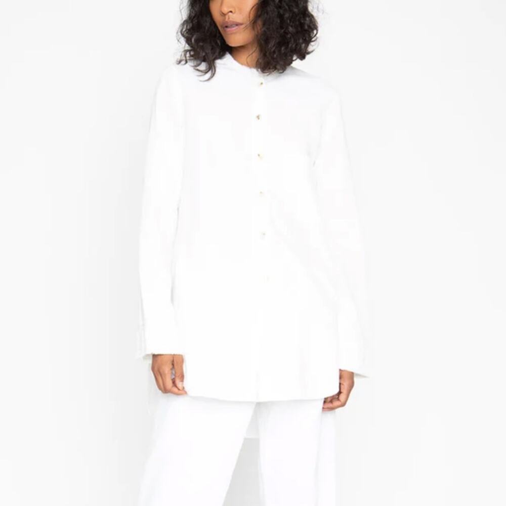 SANDRINE ROSE Mandarin White Shirt NWT in Medium